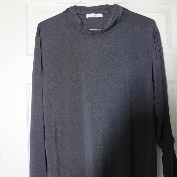 Aha Selected, Long Sleeve, Grey hooded t-shirt, NEW, Large - Picture 1 of 5